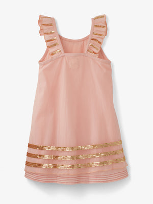 Pink Tulle Gold Sequin Dress