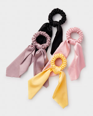 Stych Girl's Plaited Hair Band with tails in pink, maeve, yellow and black 
