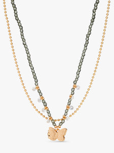 Stych Girl's Layered locket necklace with crystal beads and gold finish adjustable chain 