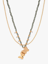 Load image into Gallery viewer, Stych Accessories - Layered locket necklace with crystal beads and gold finish chain