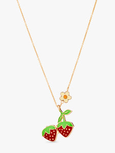 Stych Accessories - Strawberry locket necklace in red with tiny summer daisy charm