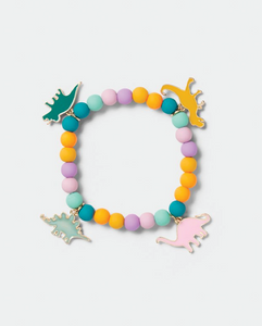 Stych Girl's She Rex Dinosaur Charm & Bead Elasticated Bracelet Multi-colour 