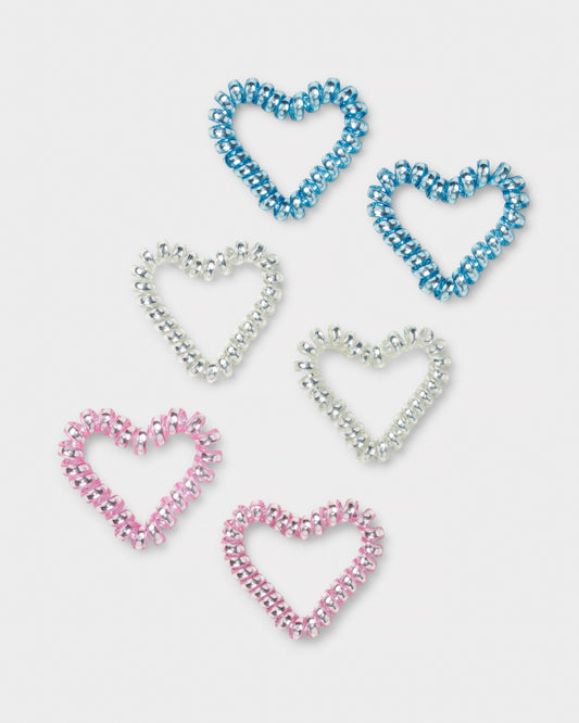 Stych Girl's Pack of 6 Heart Spiral Hairbands 