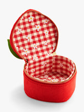 Load image into Gallery viewer, Stych Accessories - Strawberry embroidered velvet jewellery box in red