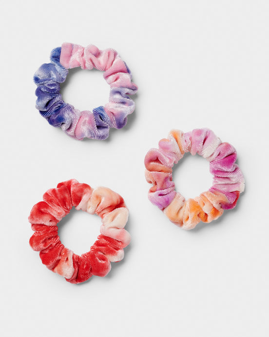 Stych Girl's Pack of 3 Tie Dye Velour Plus Hair Scrunchie Set | Scrunchie