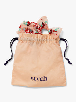 Stych Accessories - Strawberry sequin tulle bow headband and scrunchie set