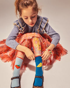 Stych Girls' Fruit Organic Cotton Odd Socks Designed By Stych | Size: Age 3-4 years & Age 6-8 years